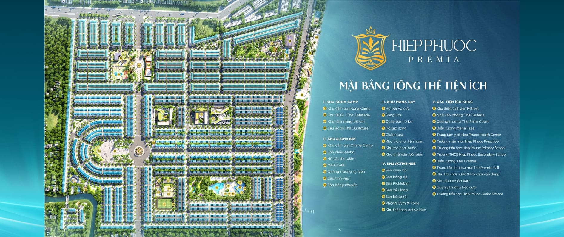 Mặt bằng phân lô và tiện ích dự án Hiep Phuoc Premia